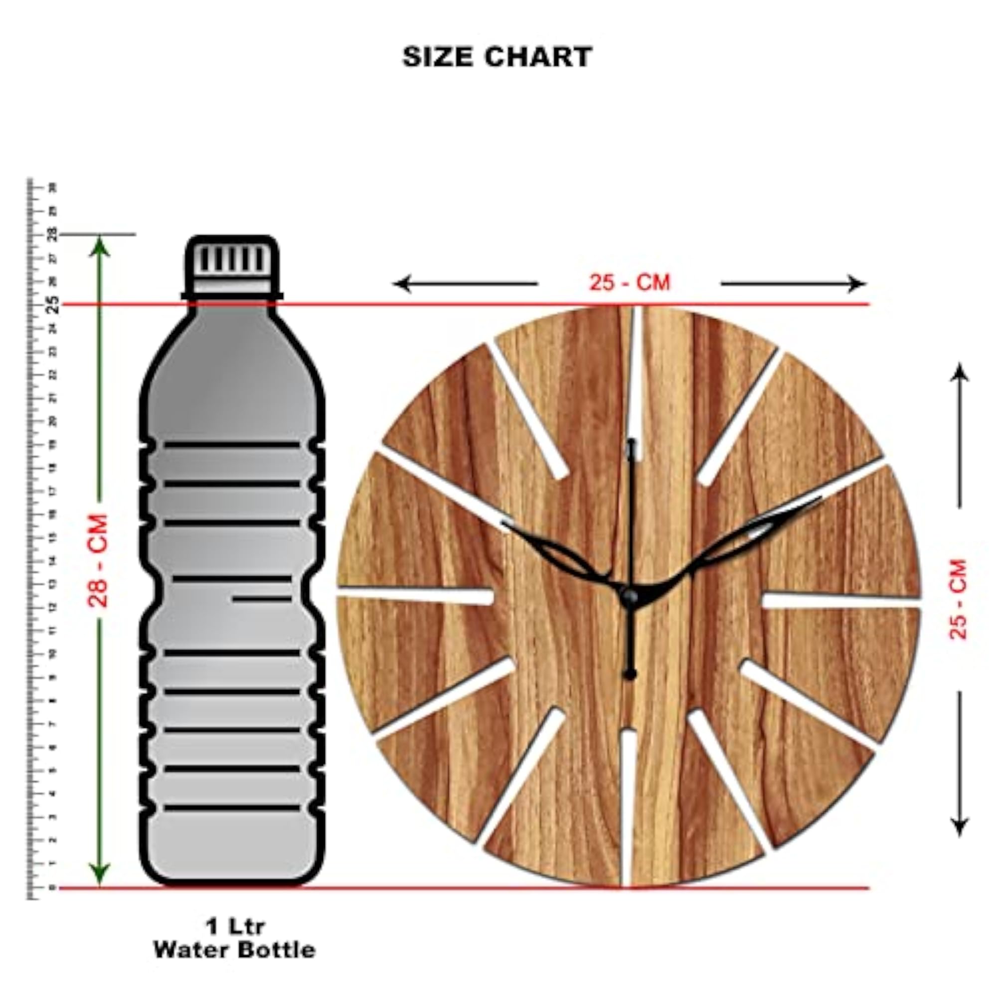 10 Inch Beige Wooden Wall Clock, Small Size